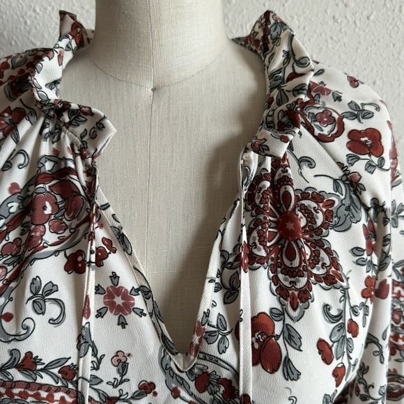 Size 14 Banana Republic Cream Paisley Midi Dress with Rust Accents - Picture 5 of 10